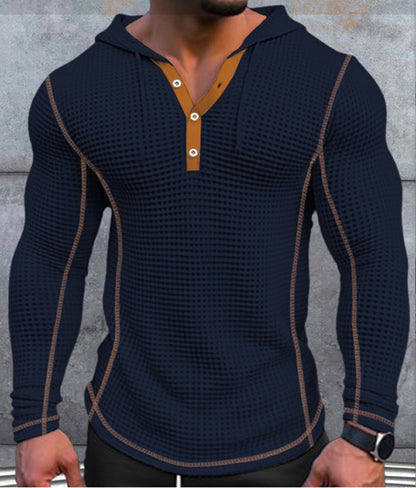 Waffle Button Hoodie Top