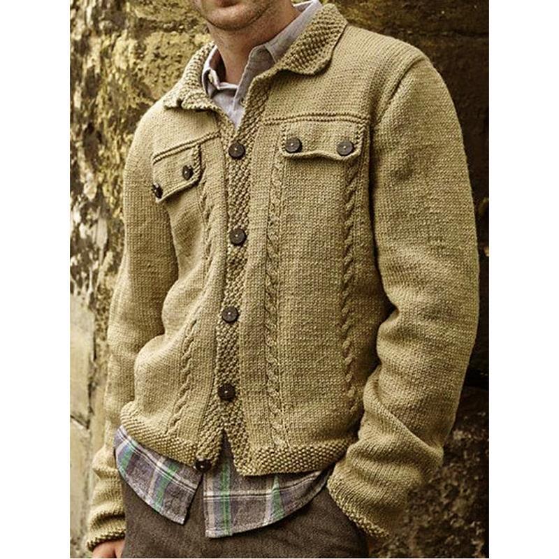 Long Sleeve Lapel Slim Fit Cardigan Sweater