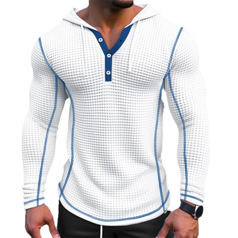 Waffle Button Hoodie Top