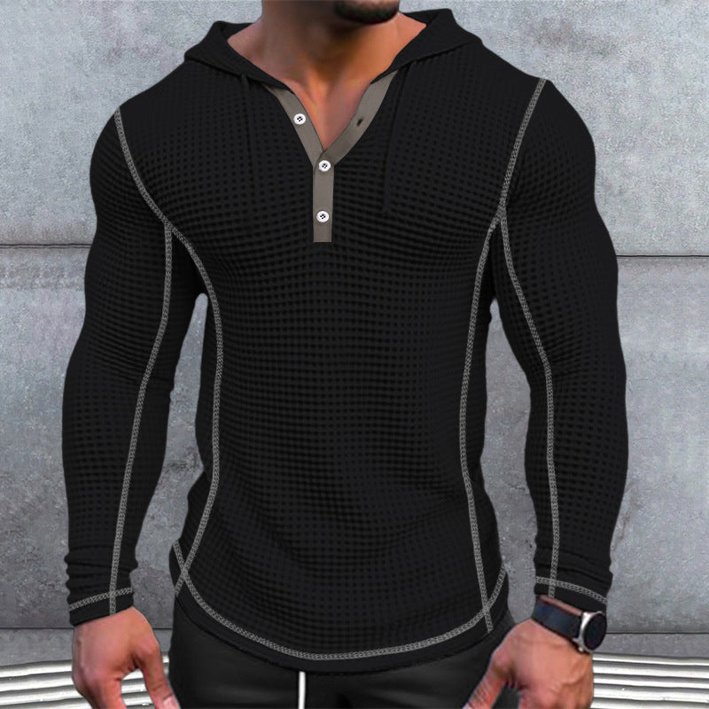 Waffle Button Hoodie Top