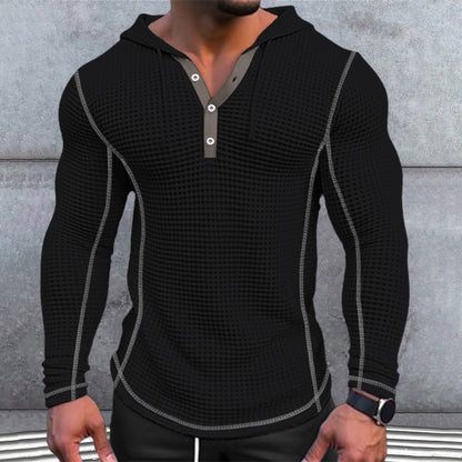 Waffle Button Hoodie Top