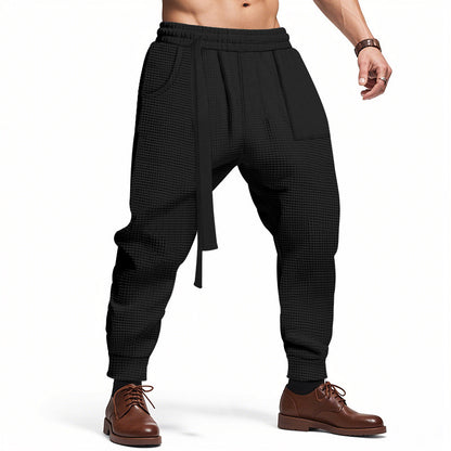Men's Casual Pants Solid Waffle Male Hip Hop Streetwear Track Pants Joggers Trousers Fashion Harajuku Men Pants