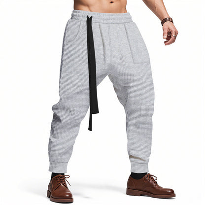Men's Casual Pants Solid Waffle Male Hip Hop Streetwear Track Pants Joggers Trousers Fashion Harajuku Men Pants